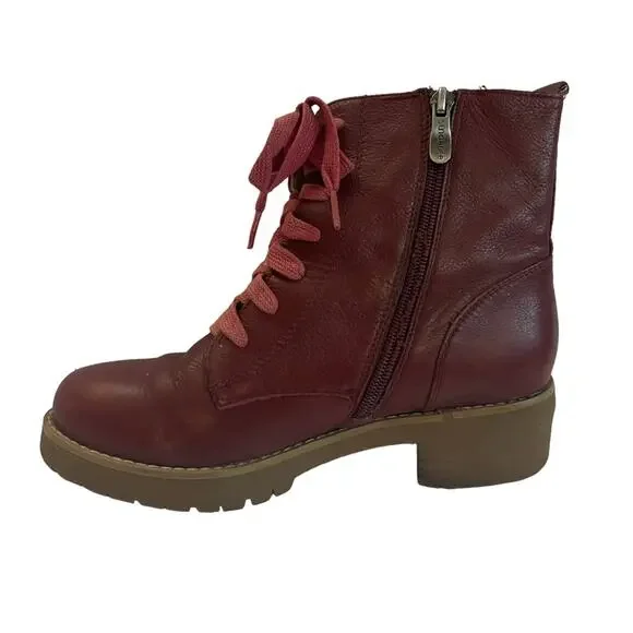 Sundance Red Studded Lace Up Boots